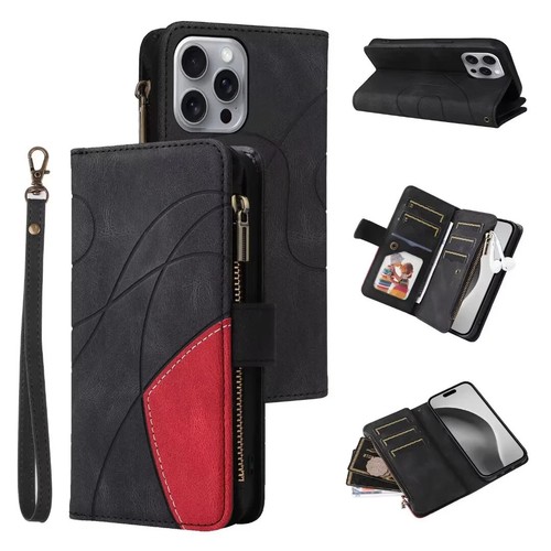 Luxury Zip Splice Leather Wallet Cover Case For S25 S23 S24 A26 A56 A36 A24 A16 - Picture 22 of 38