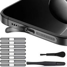 8PCS iPhone Speaker Dust Cover Compatible with 16 Pro/ Black Titanium