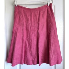 VTG Talbots Pink Pure Irish Linen A-Line Panel Flare Midi Skirt Sz 12 Mod Y2K