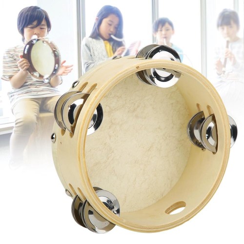 6 Inch Double Row Hand Held Tambourine Jingles Musical Educational Toy - Picture 4 of 11