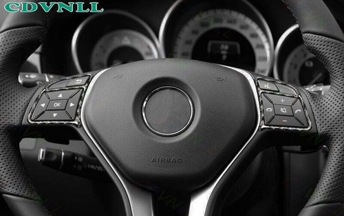 For Benz C-Class 11-2014 Real Carbon Fiber Steering Wheel Switch Button Trim 2* - Bild 4 von 6