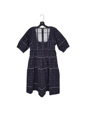 Ulla Johnson Devi Jet Black Blue Dress Women's 4 Tiered Square Neck Festival