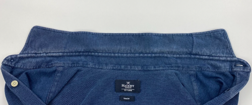 Camicia uomo blu Hackett London XXL 2XL slim fit cotone jersey manica lunga B - Foto 10 di 14