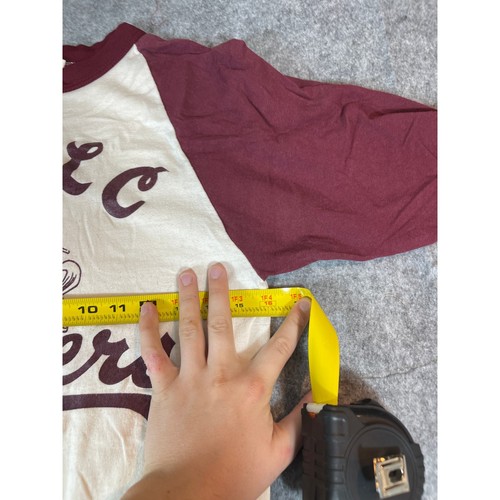 Vintage 70s DMLC Lancers Raglan 3/4 Sleeve Shirt Mens Medium Maroon Sportswear - Picture 5 of 5