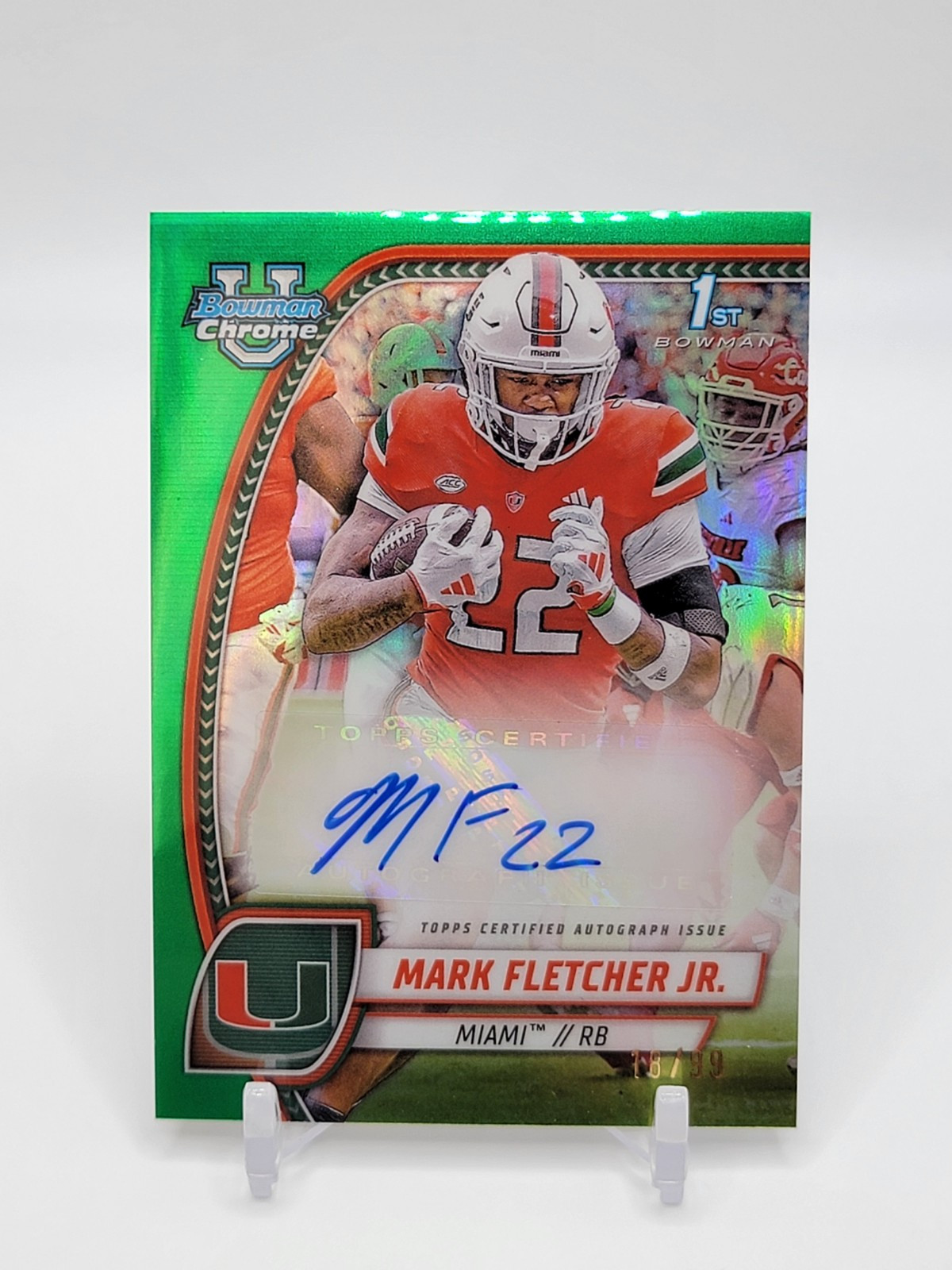Mark Fletcher Jr. 2024 Bowman U Chrome 1st Green Refractor Auto #’d /99 - Miami