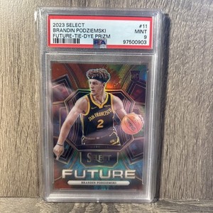 2023- 24 Panini Select Brandin Podziemski Future Tie Dye #11  /25 PSA 9