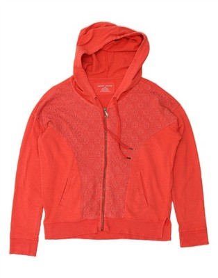 DKNY Damen Kapuzenpullover mit Reißverschluss UK 16 Large rot Baumwolle BT09