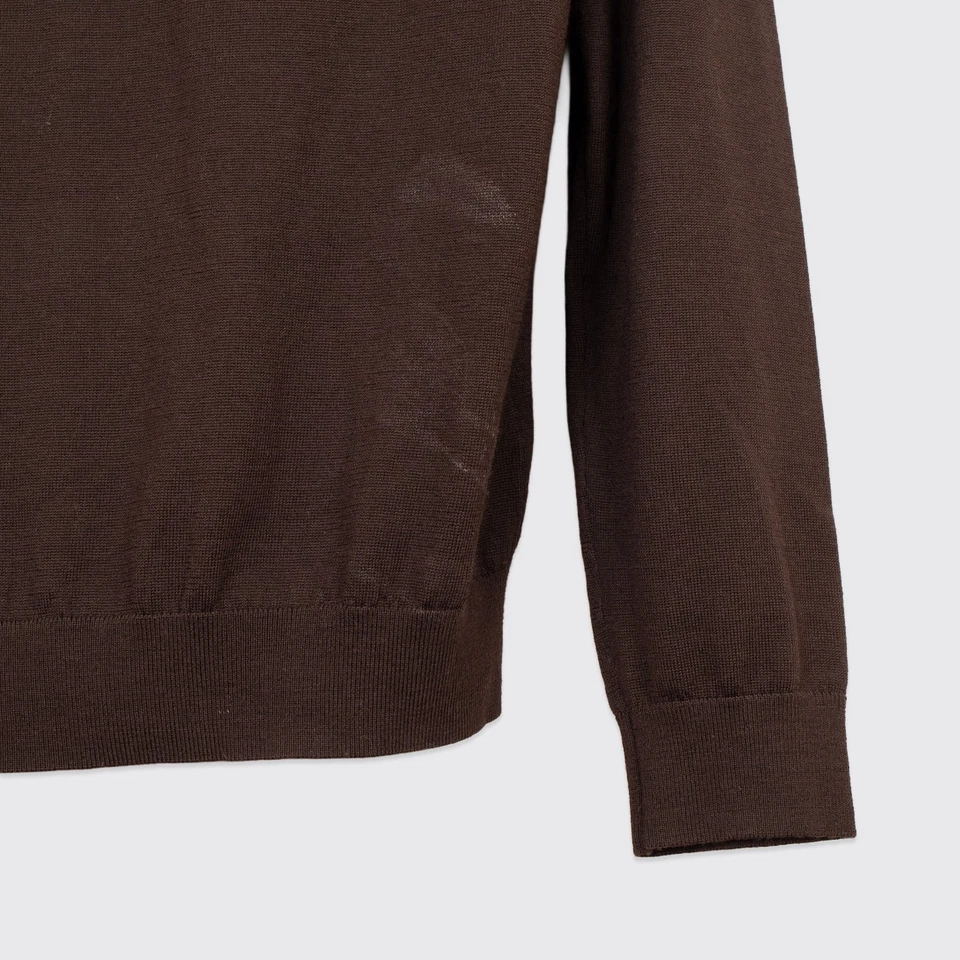 REISS Holland Hooded Sweater Size L Men Solid Brown Merino Wool Hoodie - Image 3 of 4