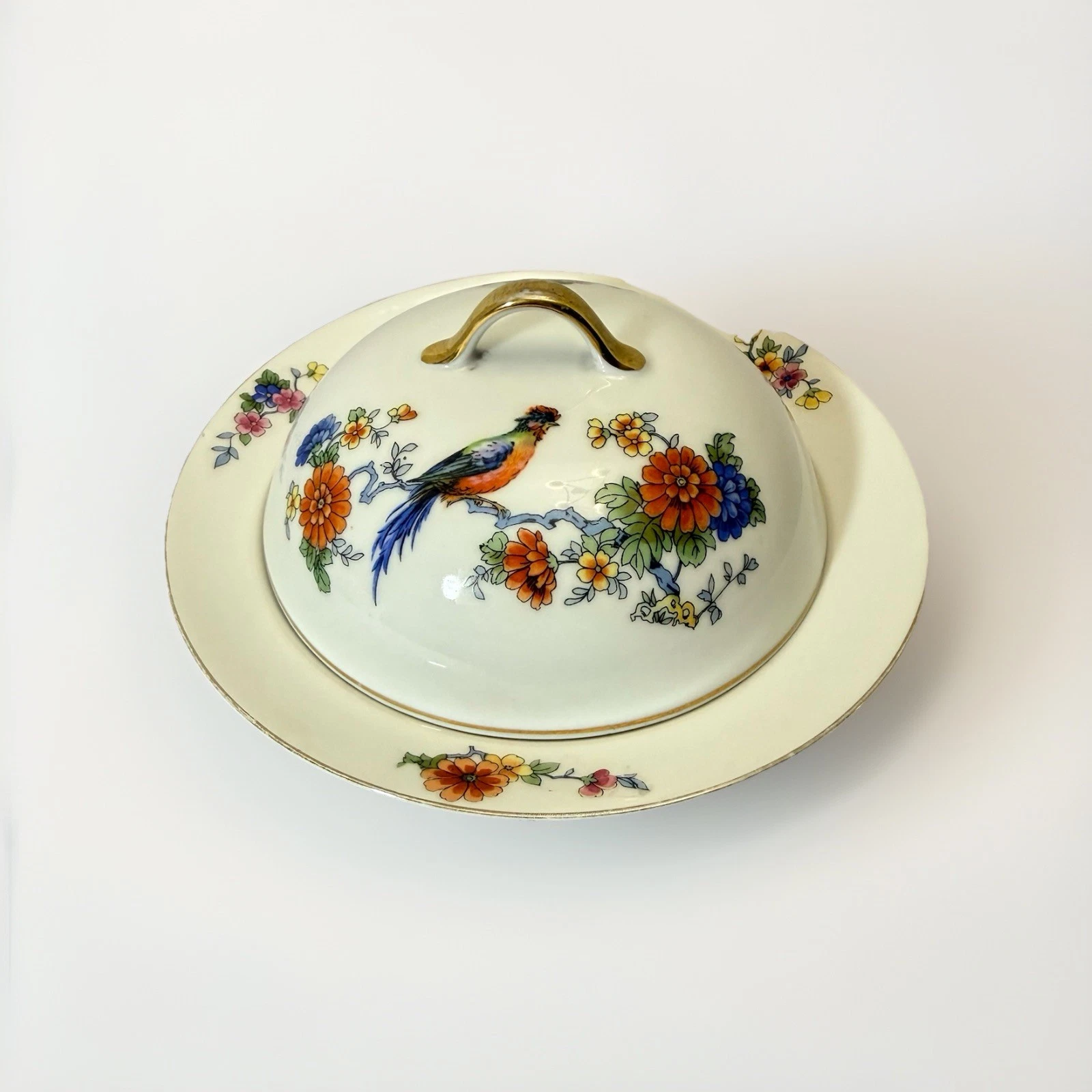 Vintage Butter Dish With Reticulated Insert Made In Germany Epiag Pattern EP130
