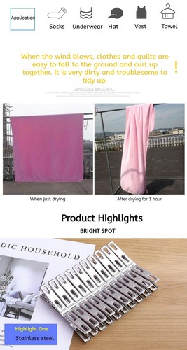 20/40pcs Stainless Steel Clothes Pegs – Windproof Metal Line Clips - Picture 17 of 24