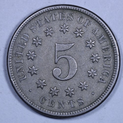 1869 Shield Nickel - 5c Raw XF - Cool die cracks! - Picture 2 of 2
