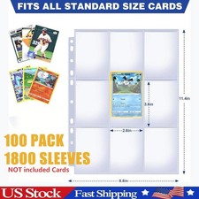 1800 Pockets Card Sleeves Binder Sheets 100 Sheets Baseball Trading Card Pages