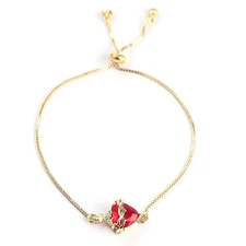 Red Zircon Gold Plated Sacred Heart of Jesus Bracelets For Women Immaculate Hear