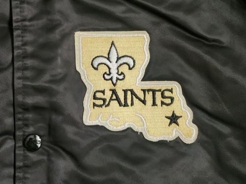 Vintage 80s 90s New Orleans Saints NFL Football Chalk Line Satin Bomber Jacket L - Picture 2 of 14