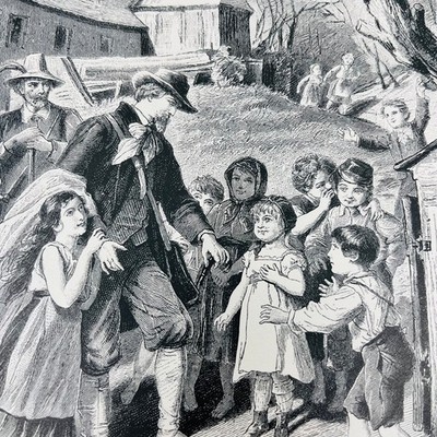 1880s Victorian Art Print Engraving FROM  ATTA TROLL  Heine 