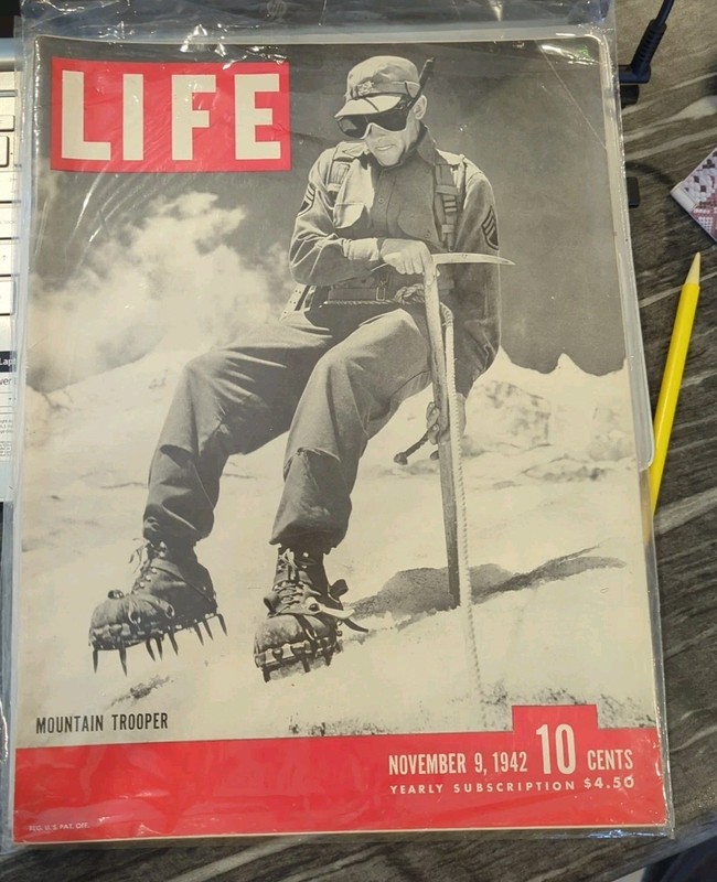 VTG Life Magazine November 9, 1942 Mountain Trooper Walter Prager