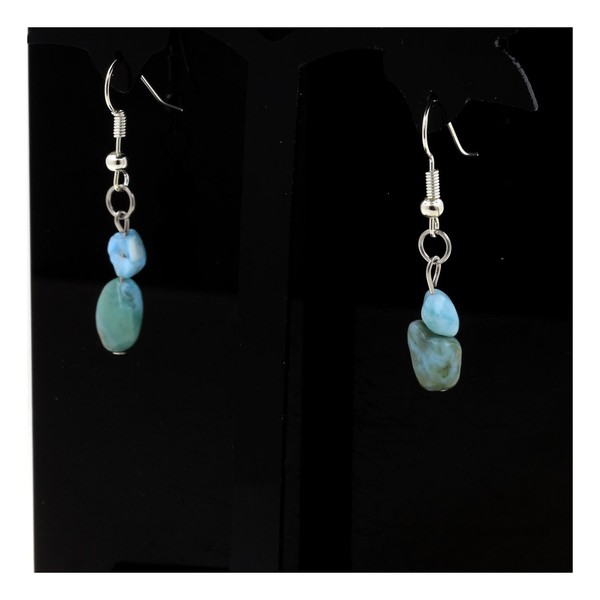 Edelsteine Und Mineralien. Ohrringe Aus Edelstahl Mit 2 Larimar Perlen-image