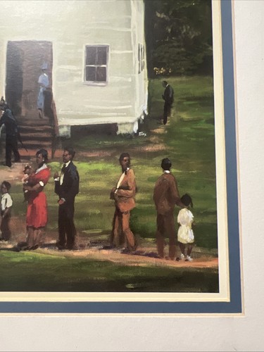 Ted Ellis Black African American First Sunday Print Midcentury Art 11 x 8 - Picture 4 of 9