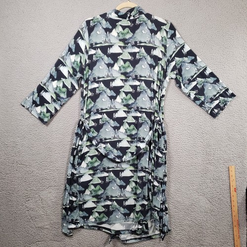 Posh Peanut Morgenmantel Damen XL dunkelblau Dark Mountain Print Gürtel Bambus Lounge - Bild 8 von 9