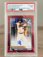 2024 Bowman Draft Chrome Braylon Payne /5 Red Lava AUTO PSA 9 Milwaukee Brewers