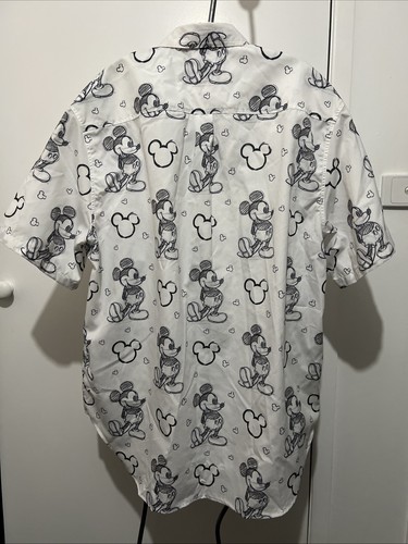 Mickey Mouse Black White Drawing Button Up Shirt Men’s XXL - Picture 6 of 10