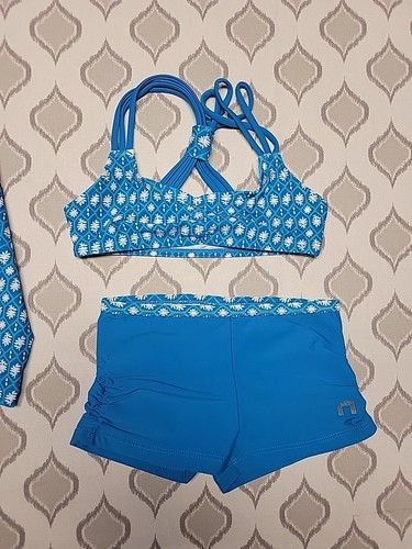 Cabana Life UPF 50+ Girl's Rashguard Swim Set Blue Multi Size 4 New NWT - Picture 3 of 4