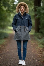 Roxy Womens Size Small Winter Coat Wool Blend With Hood Blue