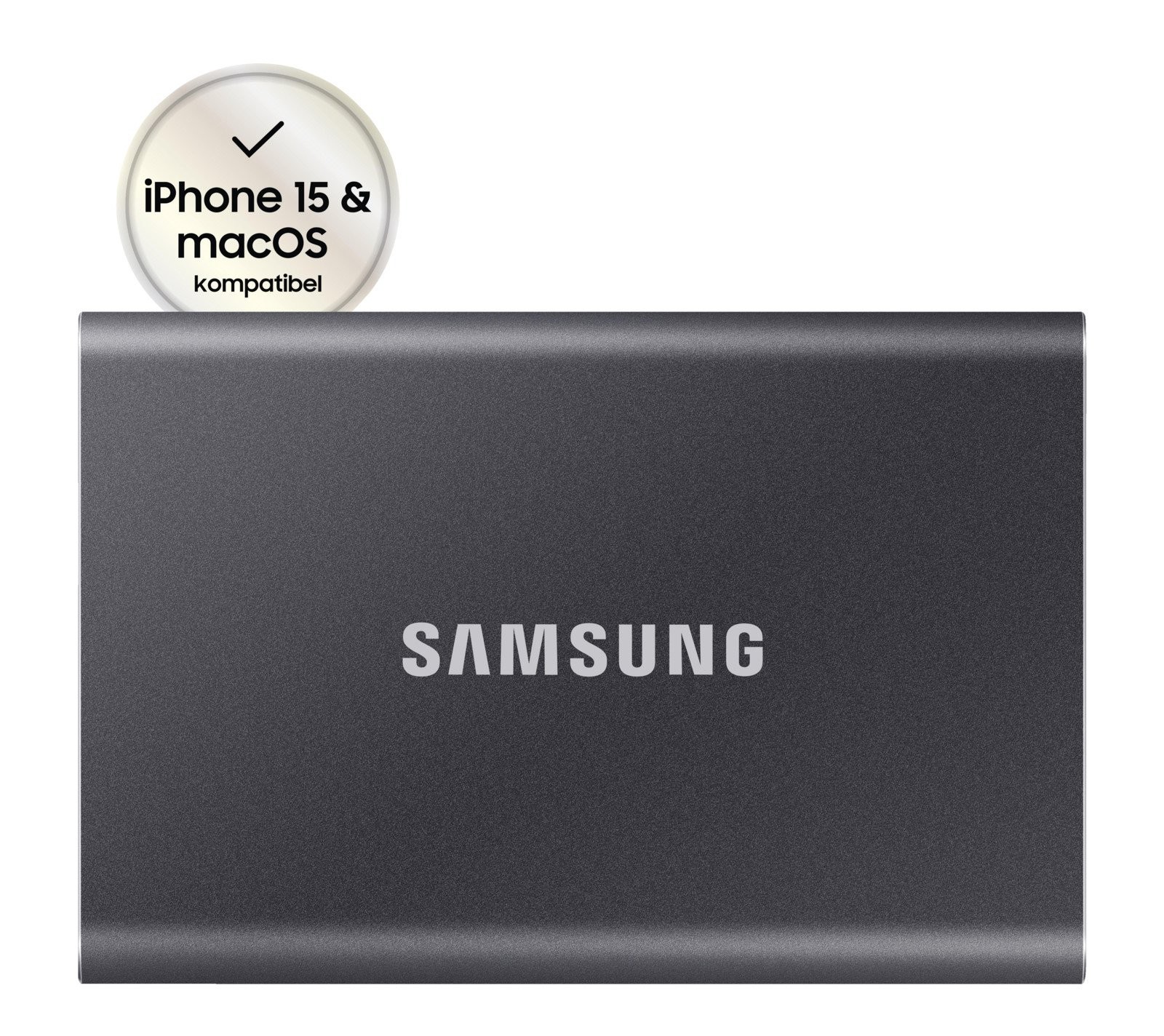 SAMSUNG Портативный твердотельный накопитель T7 для ПК/Mac Festplatte, 2 ТБАЙТ, внешний, серый титан