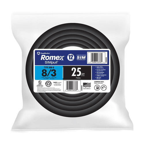 25 Ft. 8/3 Stranded Romex Simpull CU NM-B W/G Wire - Picture 7 of 12