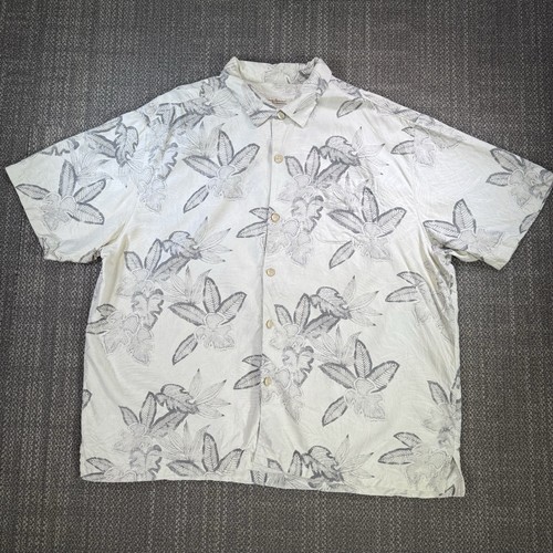 Tommy Bahama Hawaiian 100% Silk Shirt 3XL Cream Original Fit Loop Floral Leaves - Picture 7 of 24