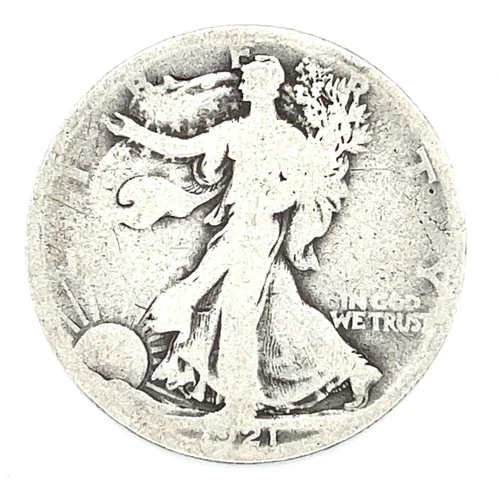 1921-D 50C Walking Liberty Half Dollar About Good AG Condition, Natural Color
