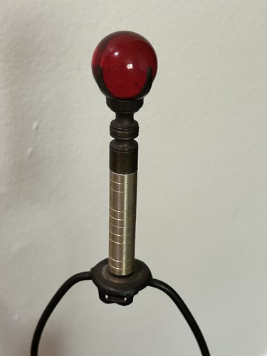 Antique Art Deco Cranberry Glass Table Lamp Rare Decor Victorian - Bild 11 von 19