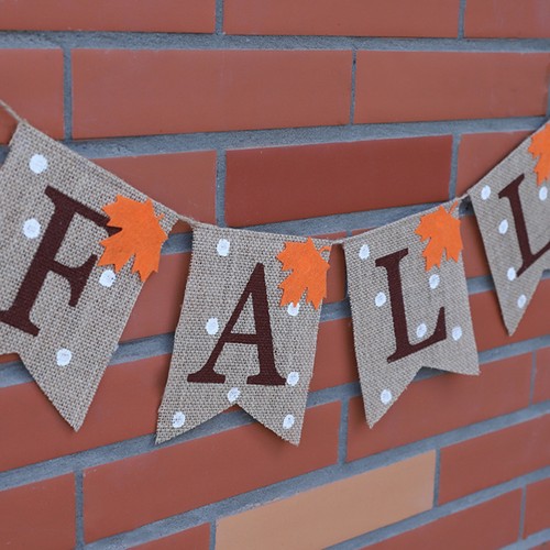 2M FALL letter Bunting Banner Swallowtail Flags Burlap Banner for Thanksgiving - Picture 10 of 12