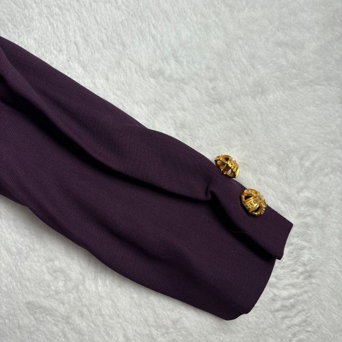 Classiques Entier Jacket Womens XSP Purple Double Breasted Crown Gold Button * - Picture 9 of 9
