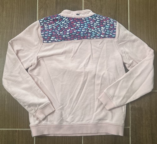 Vineyard Vines 1/4 Zip Pullover Sweatshirt Girls Size XL Pink Fleece Whale Logo - Picture 6 of 8