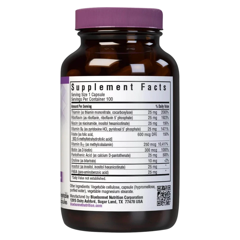 Bluebonnet клеточный активный коэнзим комплекс B 100 растительных капсул - Изображение 2 из 4
