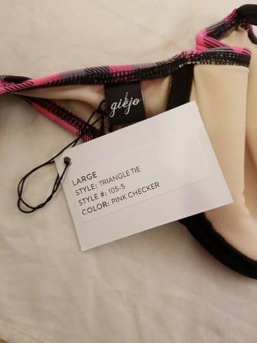 Neu mit Etikett Giejo Bikini-Top pink & schwarz kariert gemischt bedruckt Größe Large - Bild 7 von 7