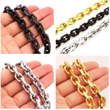 8mm Mens Chain Silver Gold Black Cable Rolo Stainless Steel Necklace Bracelet