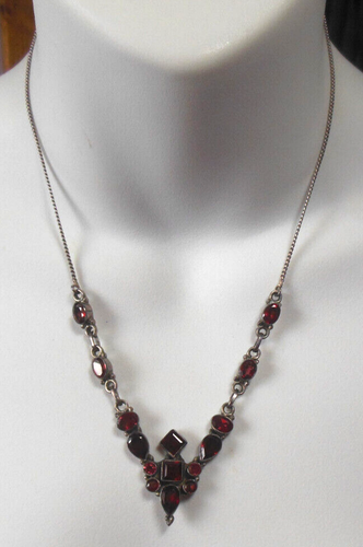 "Collana Granato Argento Sterling Vintage Firmata CIL 17" - Foto 2 di 4