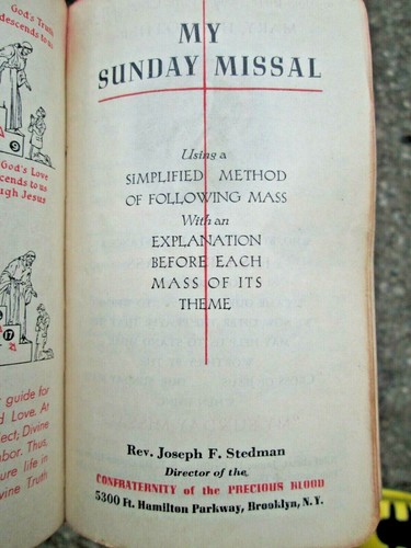 VTG 1939 My Sunday Missal Confraternity of the Holy Blood Rev Stedman Pocket PB - Picture 4 of 7