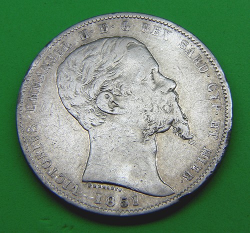 AB863-R. di Sard. - Vitt. Eman. II - 5 Lire 1851 GE - R - Bild 2 von 3