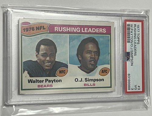 1977 Topps #3 Walter Payton / O.J. Simpson PSA 3 VG Rushing Leaders - Picture 3 of 3