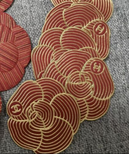 (1) CHANEL Red CAMELLIA Flower Flat Sticker COCO BROOCH Authentic made in France - Picture 9 of 15