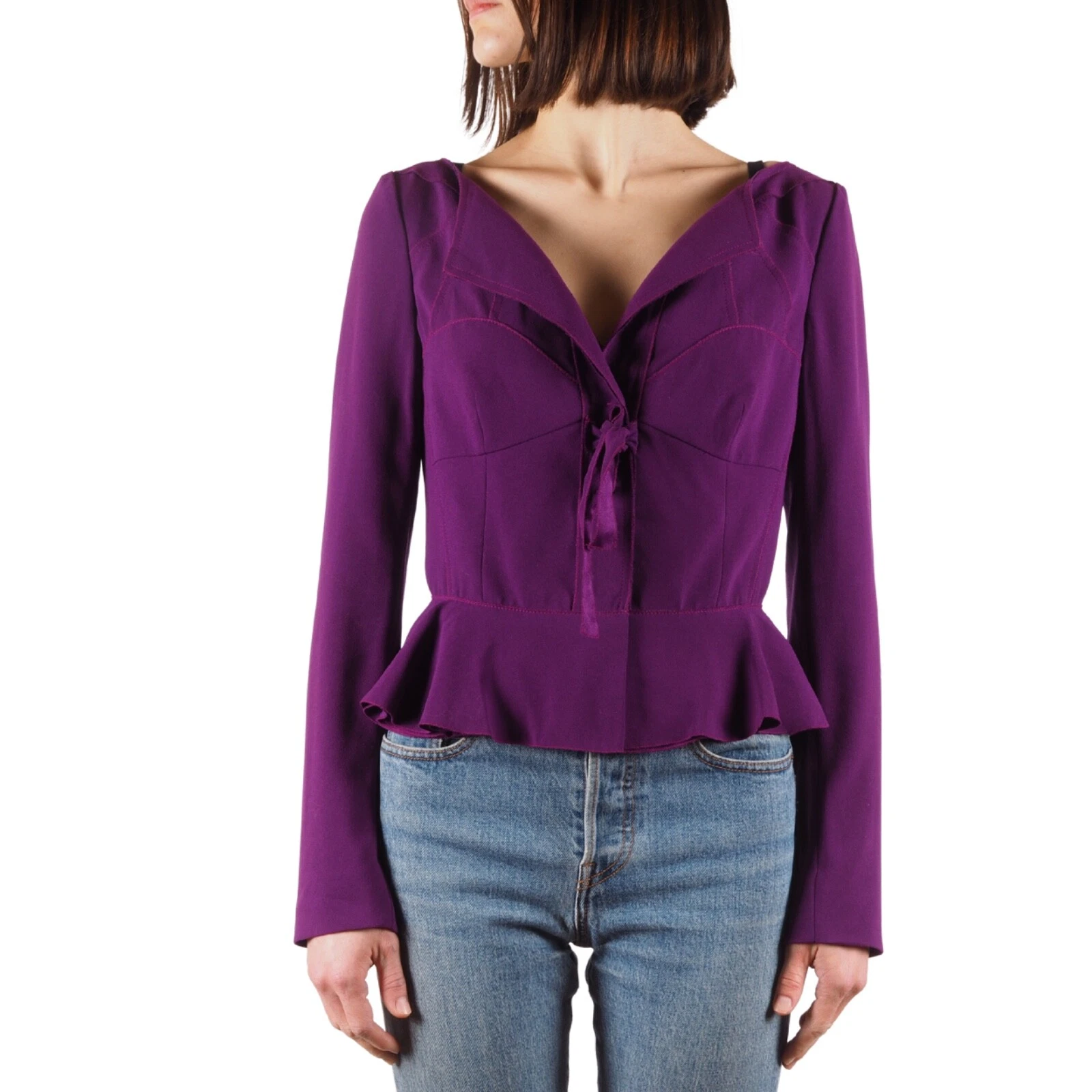 Giacca leggera PRADA donna vintage seta viola taglia IT 42 US 6