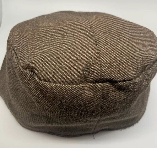 Boys Winter Cap with Earflaps Wool Gabardine Brown Fully Lined Size L - Picture 3 of 8