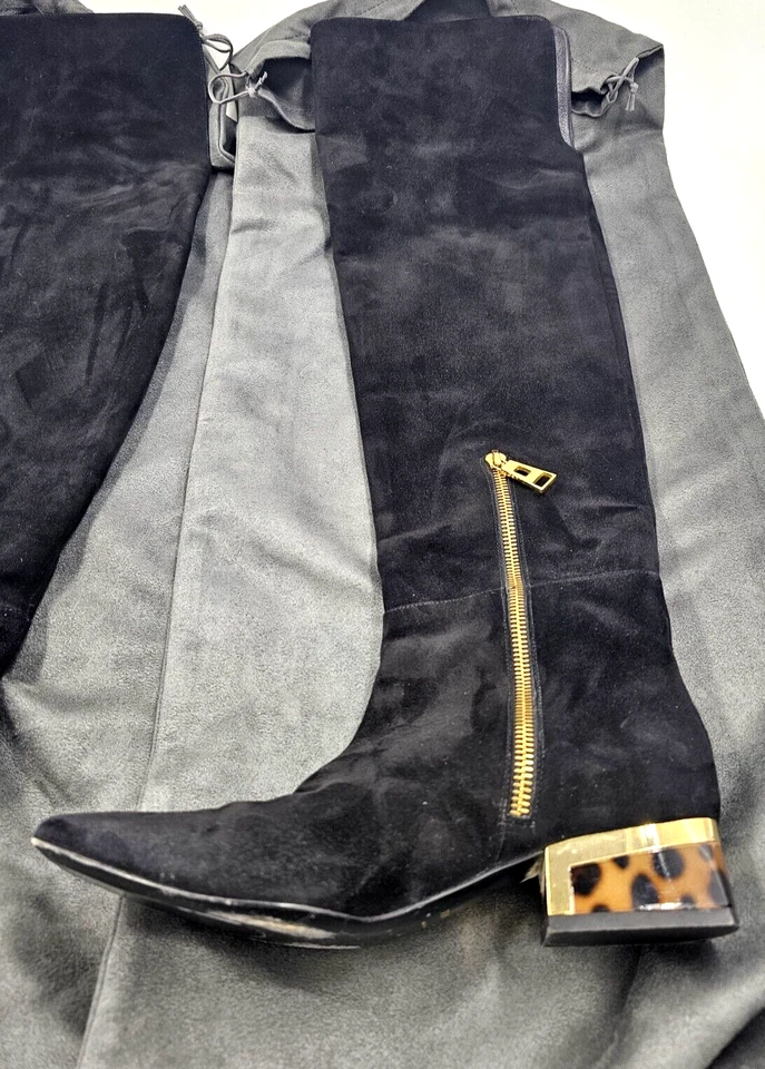  Tom Ford Botas Sobre la Rodilla Cuero Gamuza Negras EU 35-1/2 US 5.5 Foto 4 de 4