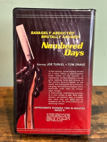 Numbered Days (Savage Abduction aka Cycle Psycho) Horror Clamshell VHS HTF GD - Picture 11 of 15