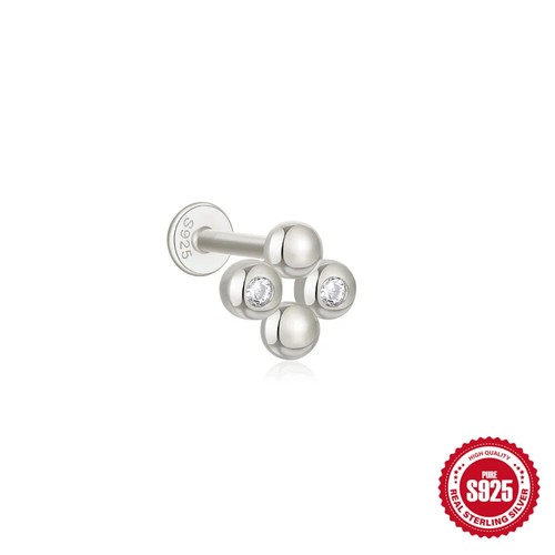 Aide 925 Sterling Silver 1pc Water Drop Zirconia Tassel Chain Two Stud Earrings - Picture 22 of 36