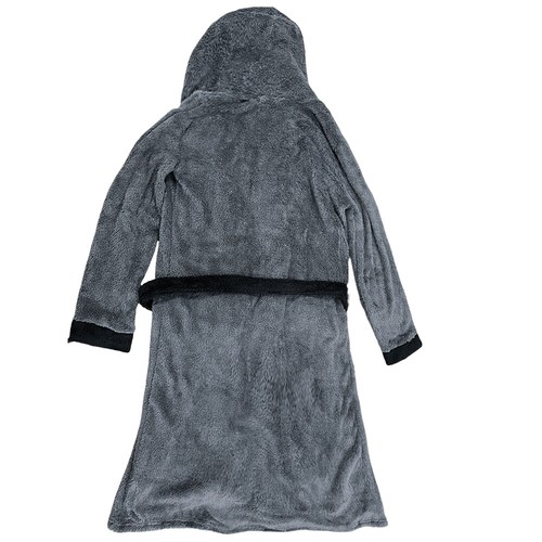 Men Winter Warm Hooded Long Dressing Gown Coat Bathrobe Towelling Bath Robe UK - Picture 12 of 24
