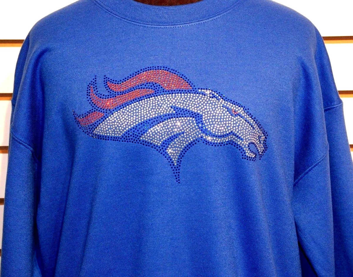 Denver Broncos Ladies Rhinestone Bling Women s Sweatshirt Woman s Size S XL